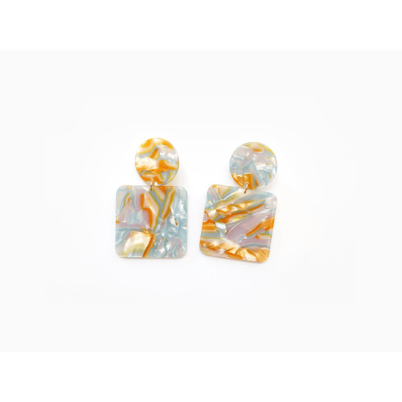 Valet Studio NWT Abigail Earrings in Sky Blue and Orange - Picture 1 of 7